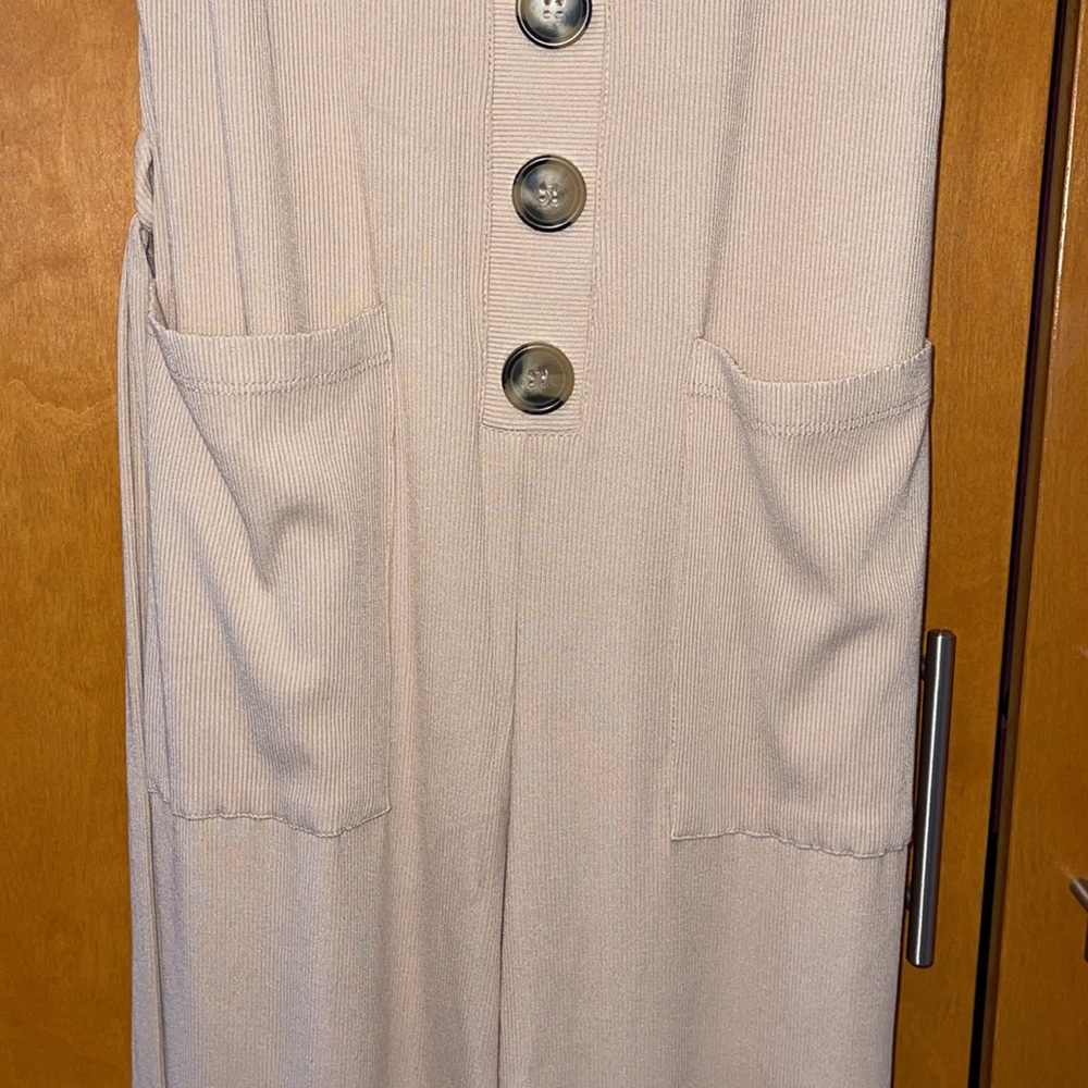 Beige Ribbed Pantsuit. Fashion Nova. Large. - Picture 15 of 15